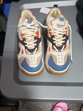 Womens Multicolor Fashion Sneakers - Blue & Tan